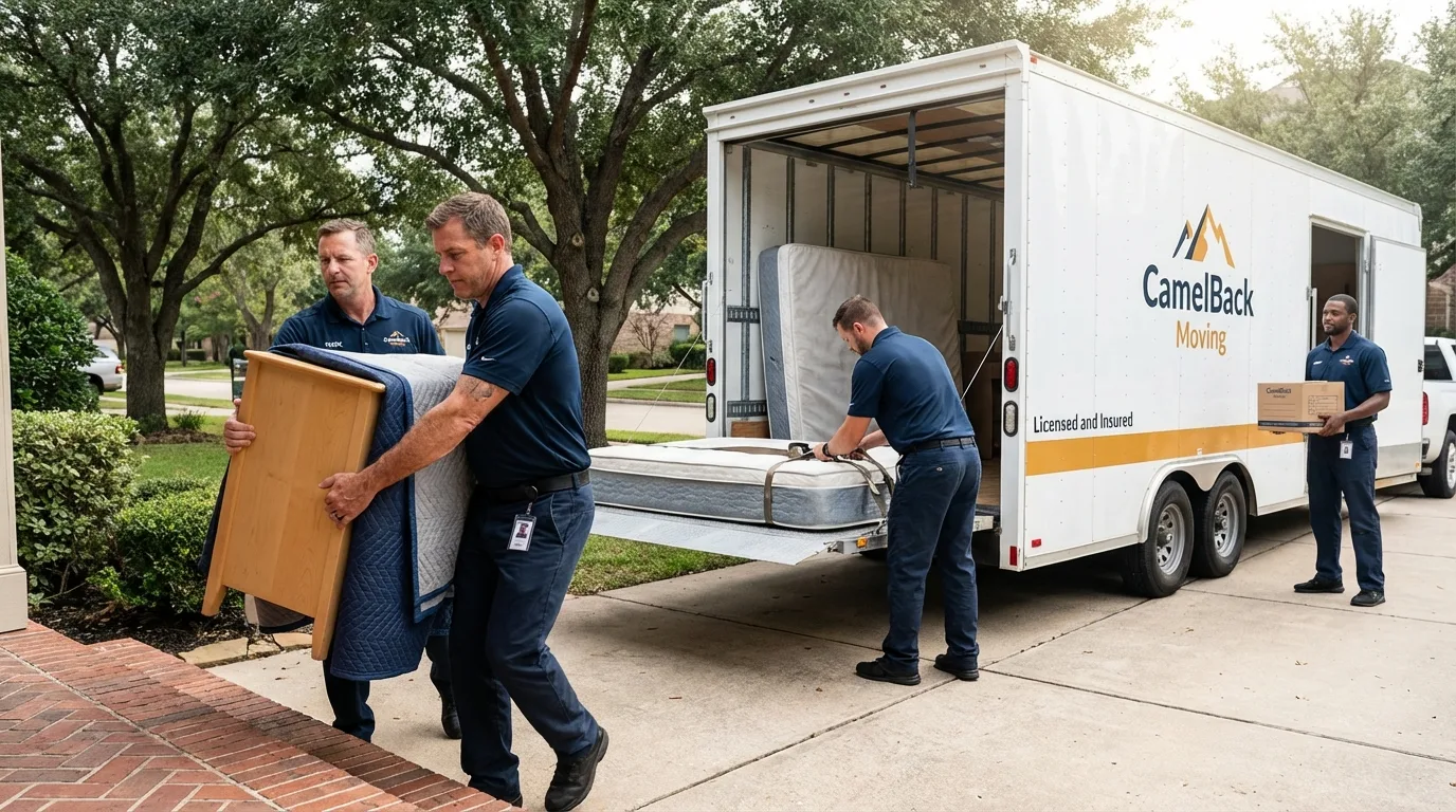 Crew loading residential truck for cross-state move from Lafayette, AL