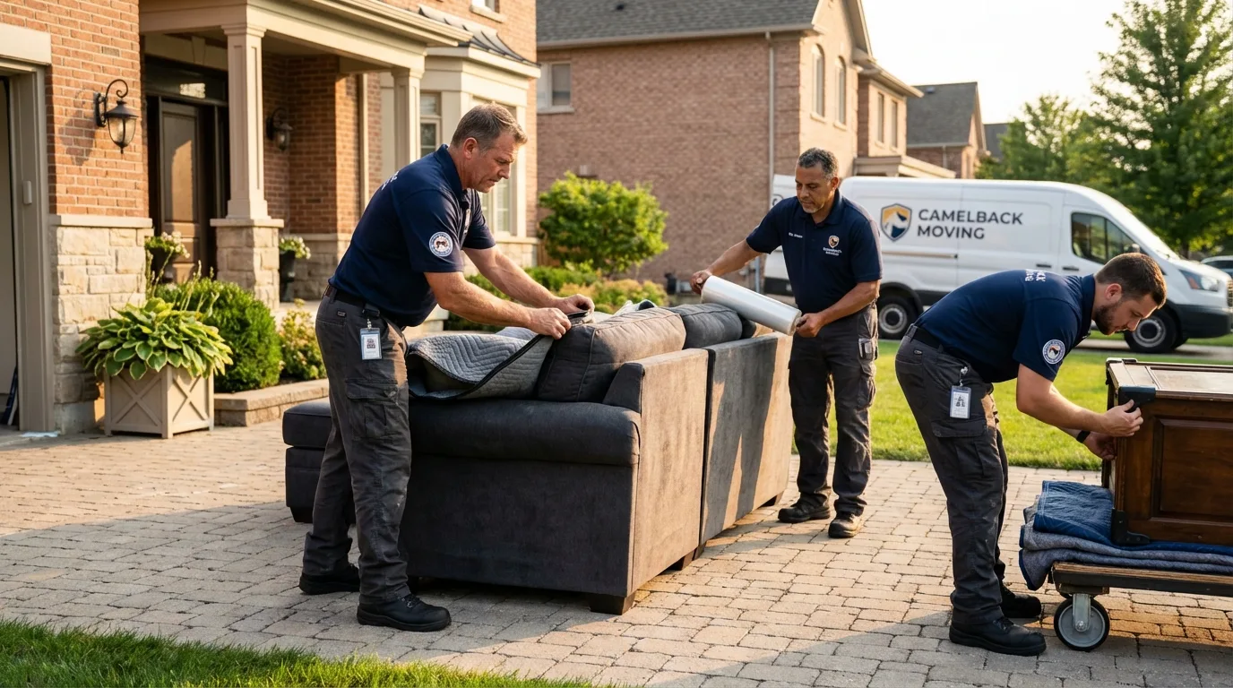 Large estate moving crew wrapping furniture in Lafayette, AL