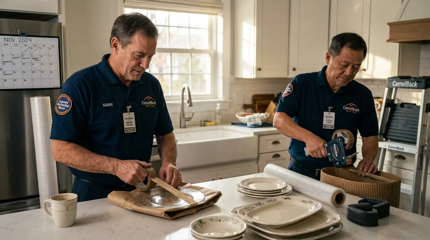 Professional crew packing kitchen dishware in Lafayette, AL